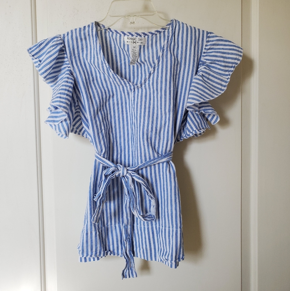 Midnight Sky blue and white striped top